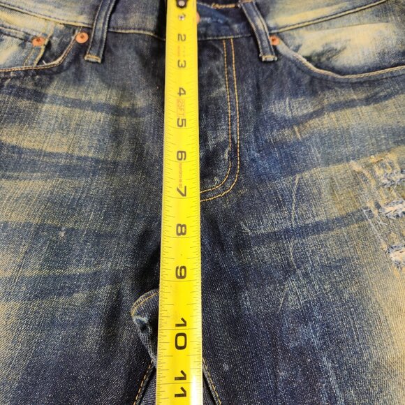 Aeropostale Slim Straight Leg Distressed Jeans Size 30 x 30 Blue 5-Pocket Mens - Picture 4 of 14